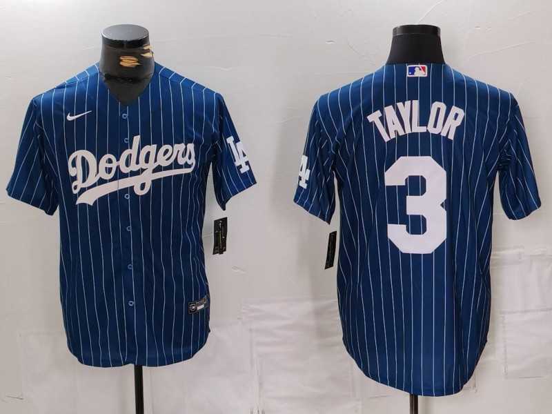 Men%27s Los Angeles Dodgers #3 Chris Taylor Navy Pinstripe Stitched Cool Base Nike Jersey->los angeles dodgers->MLB Jersey
